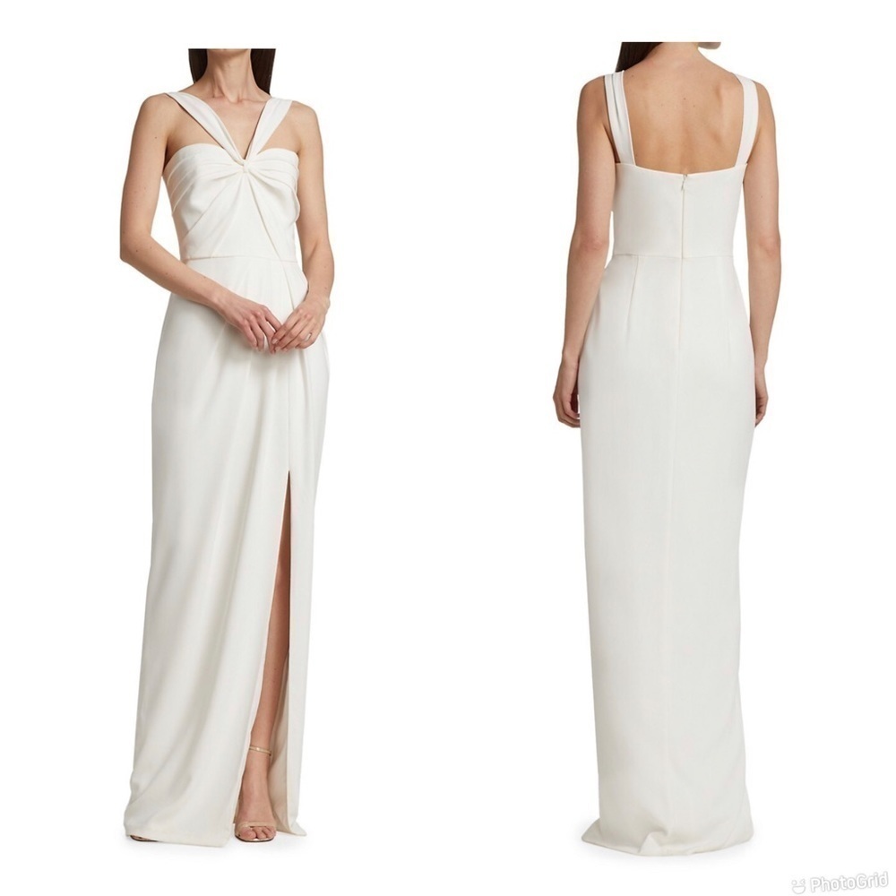 ML Monique Lhuillier Halter Column Gown